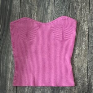 Skies Are Blue Vibrant Pink Strapless Crop Top